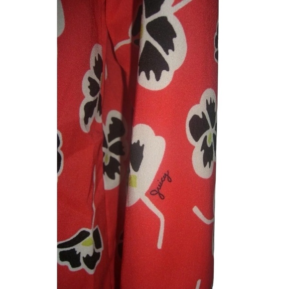 Juicy Couture Blouse Floral Mod Print Persimmon Logos Shirt Top Cottagecore Boho - Picture 3 of 11